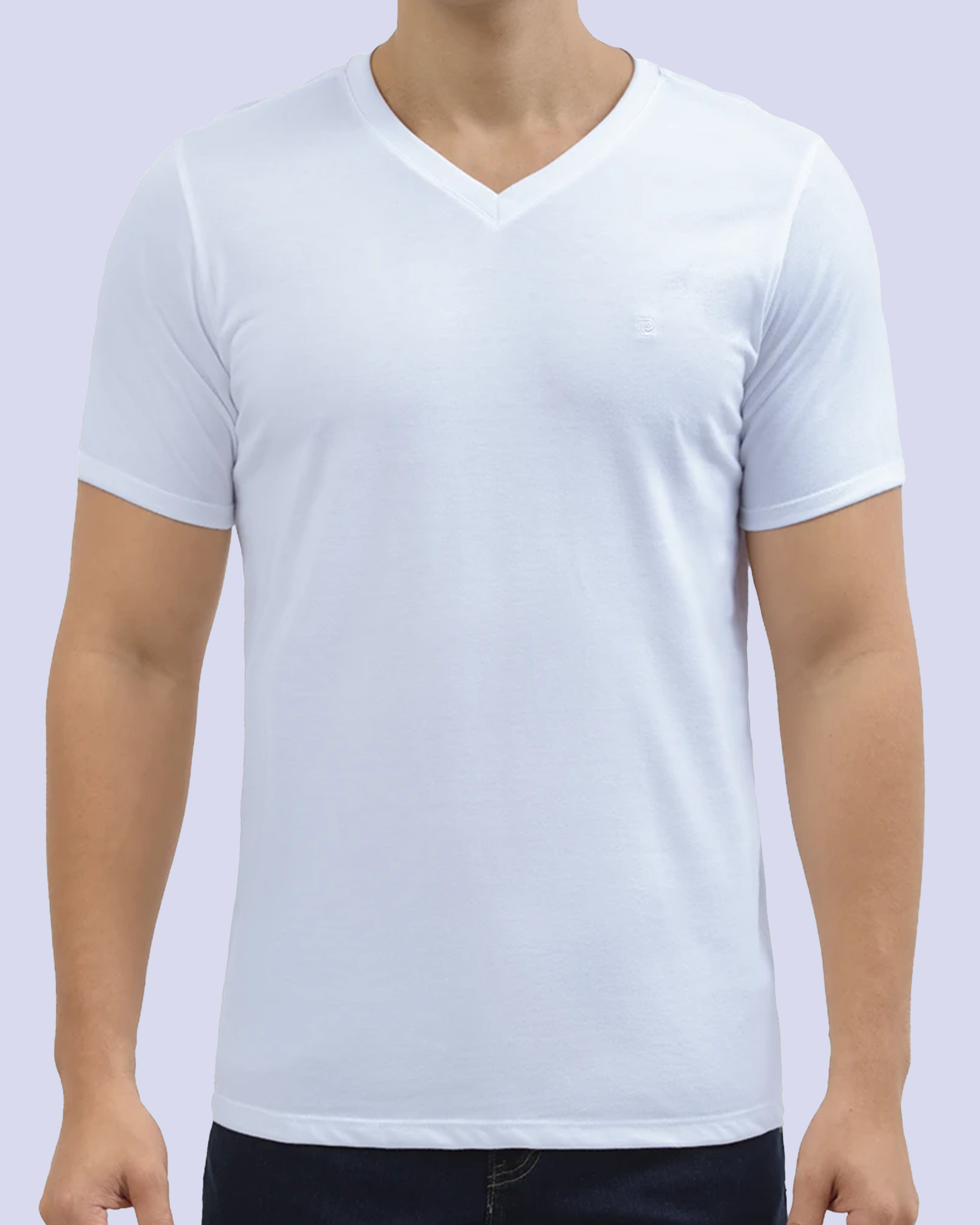 Camiseta cuello v lisa manga corta blanca