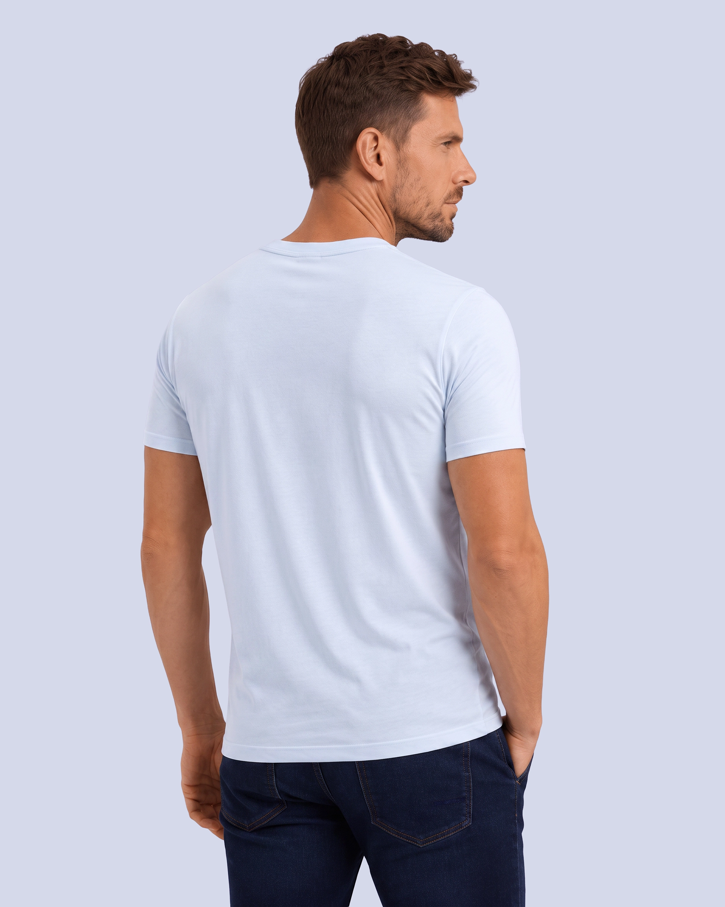 Camiseta cuello v lisa manga corta blanca