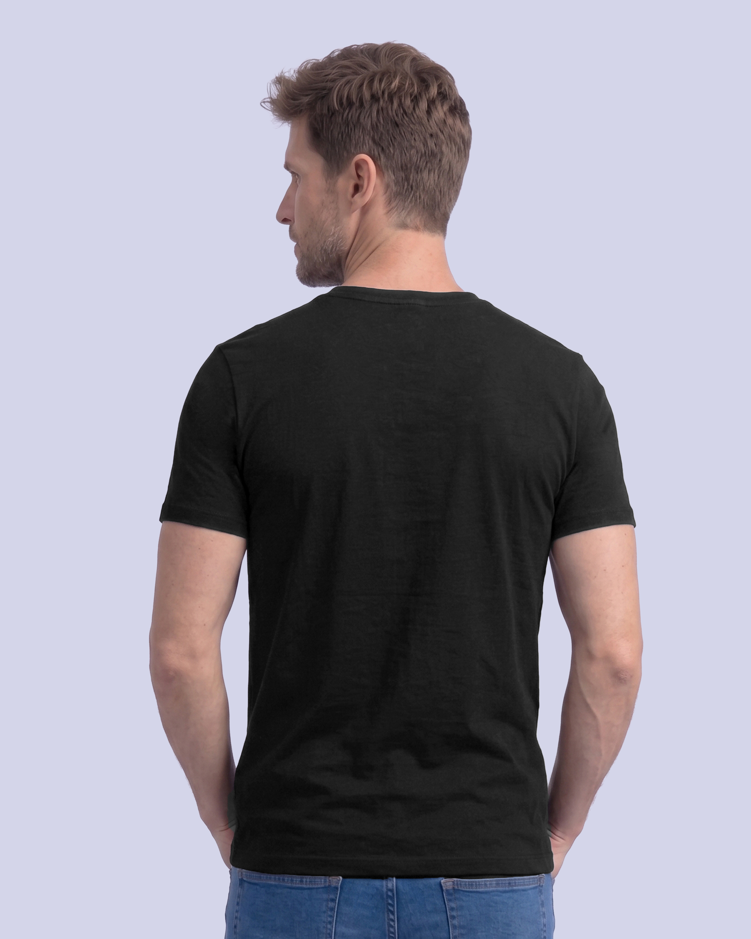 Camiseta cuello v lisa manga corta negra