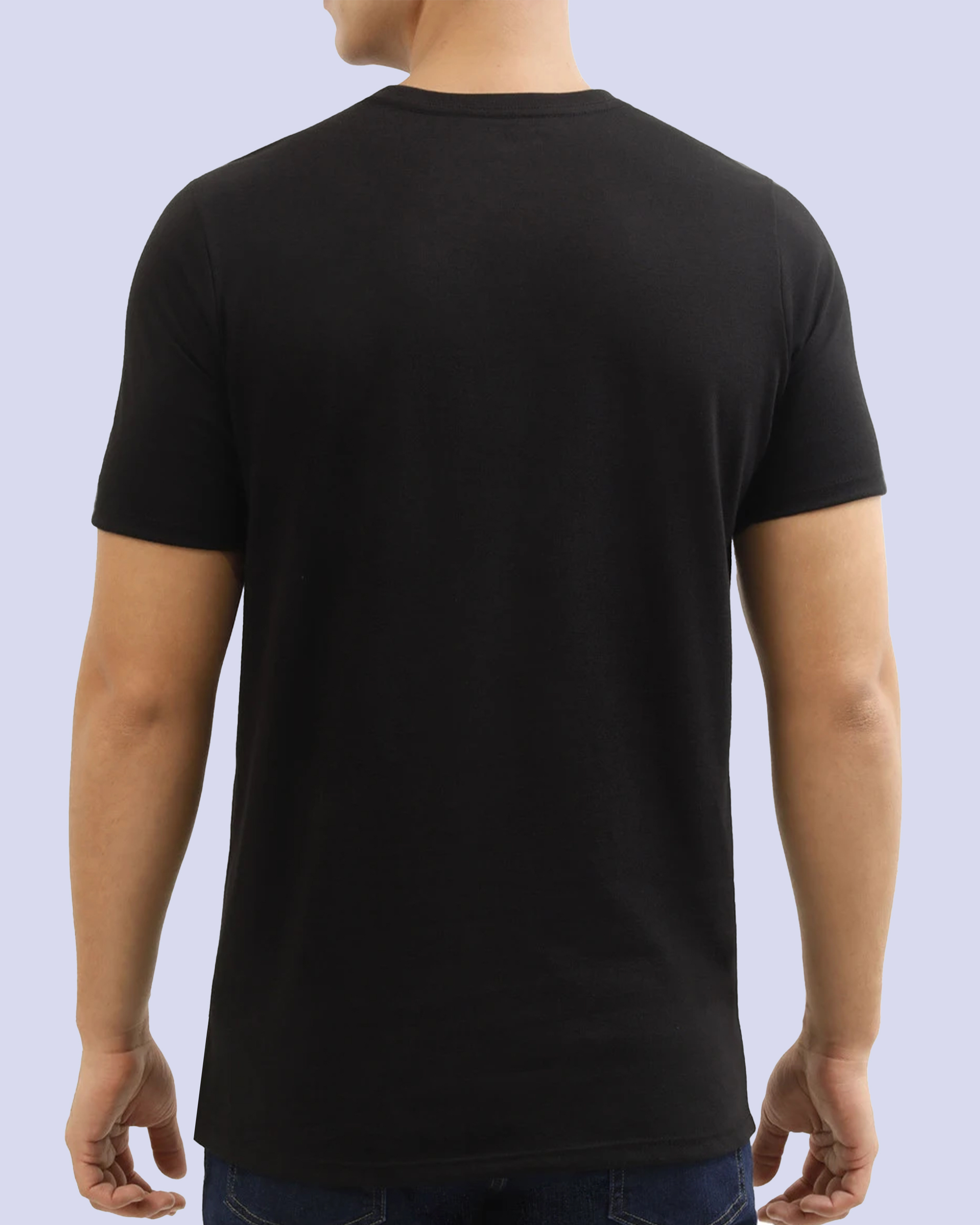 Camiseta cuello v lisa manga corta negra