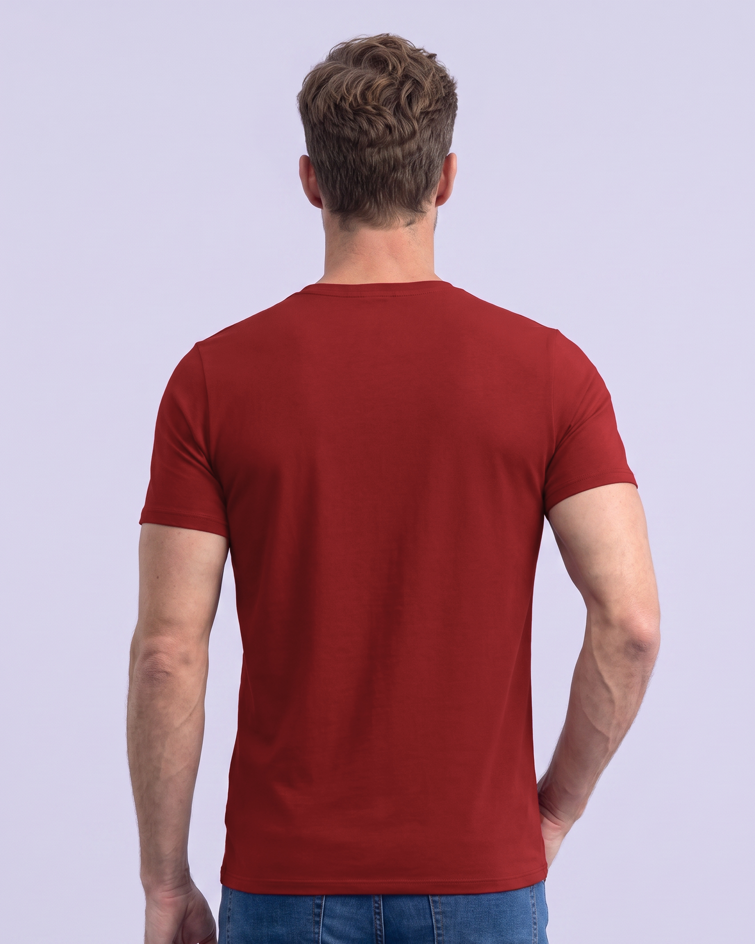 Camiseta cuello v lisa manga corta roja