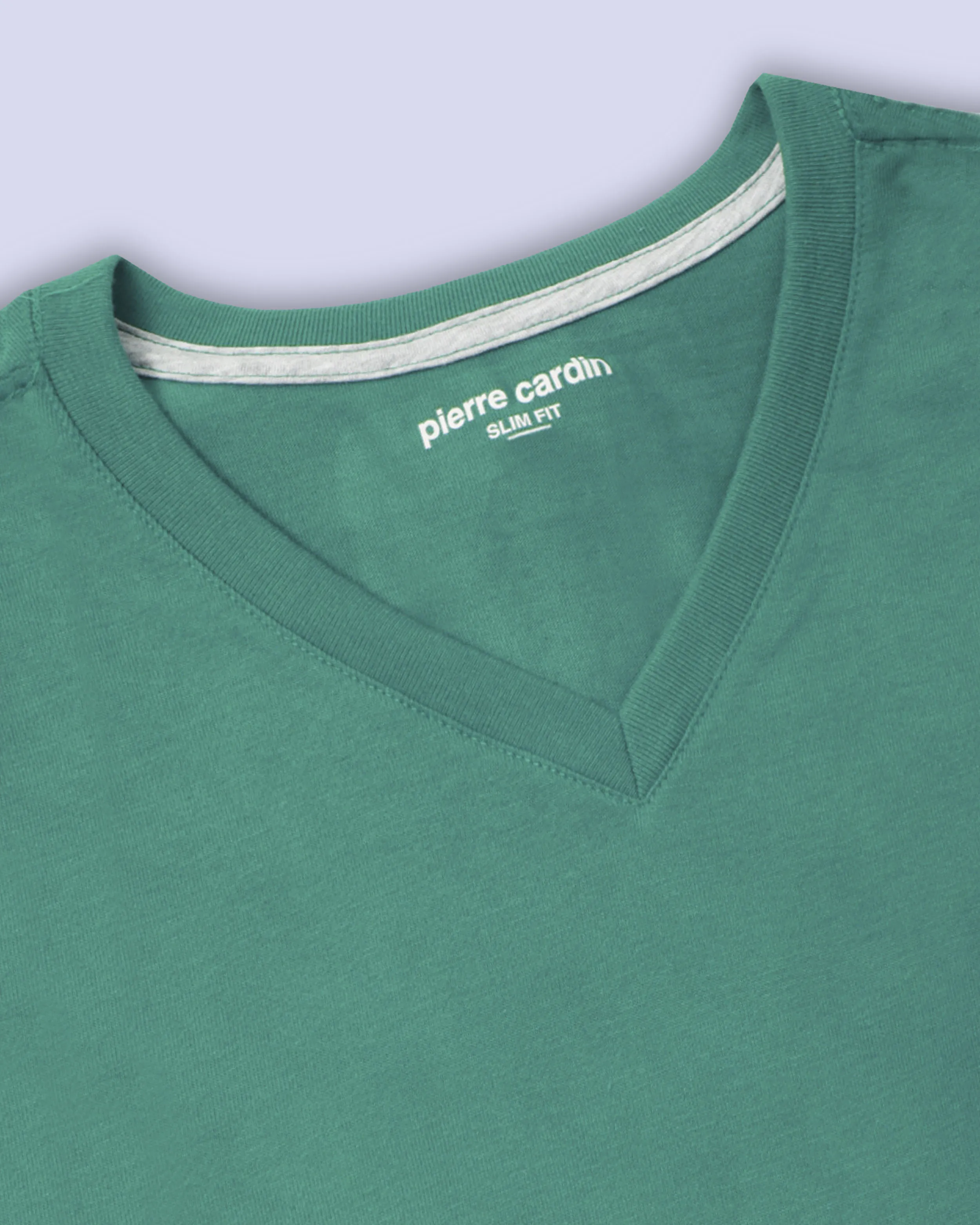 Camiseta cuello v lisa manga corta aqua