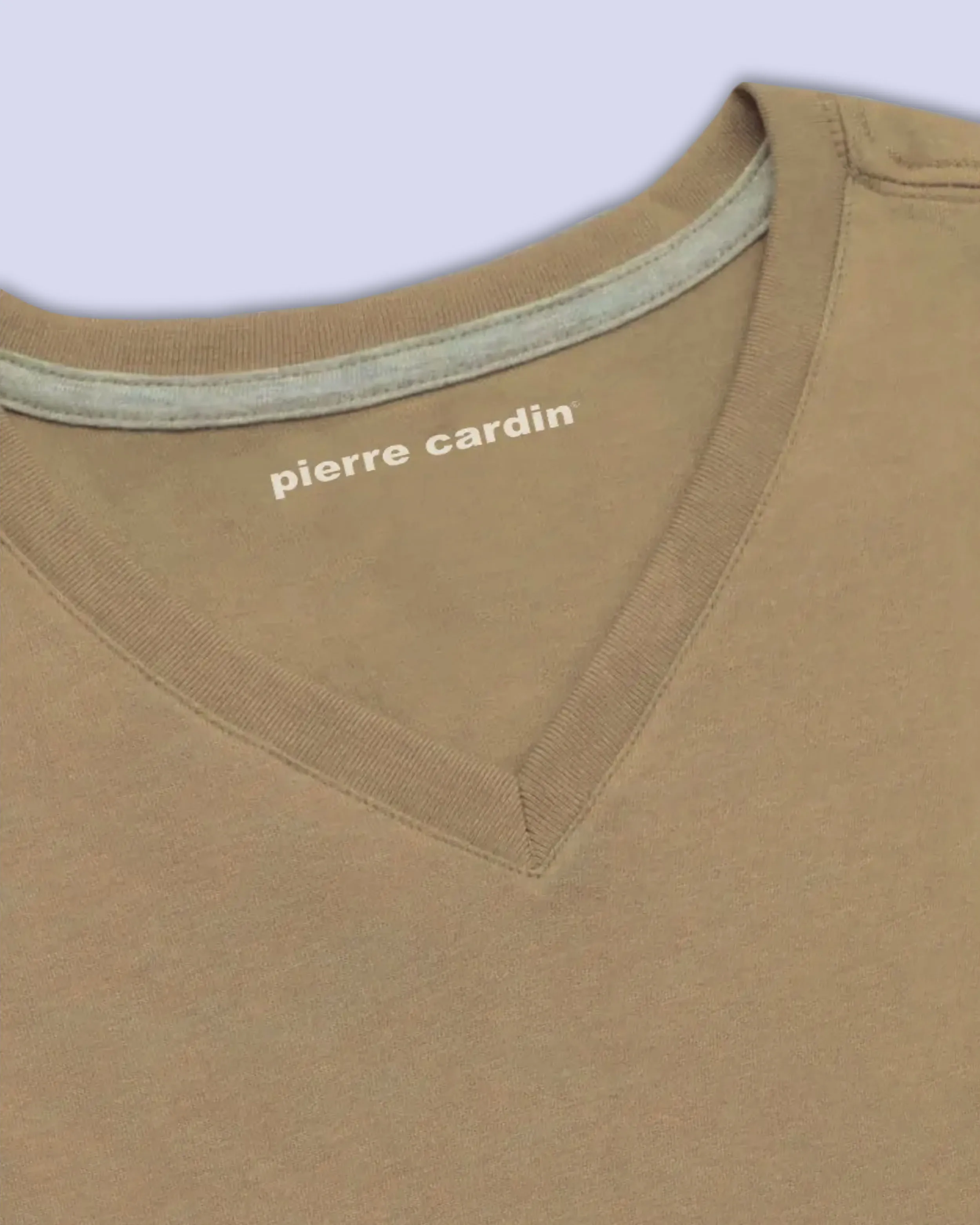 Camiseta cuello v lisa manga corta café claro