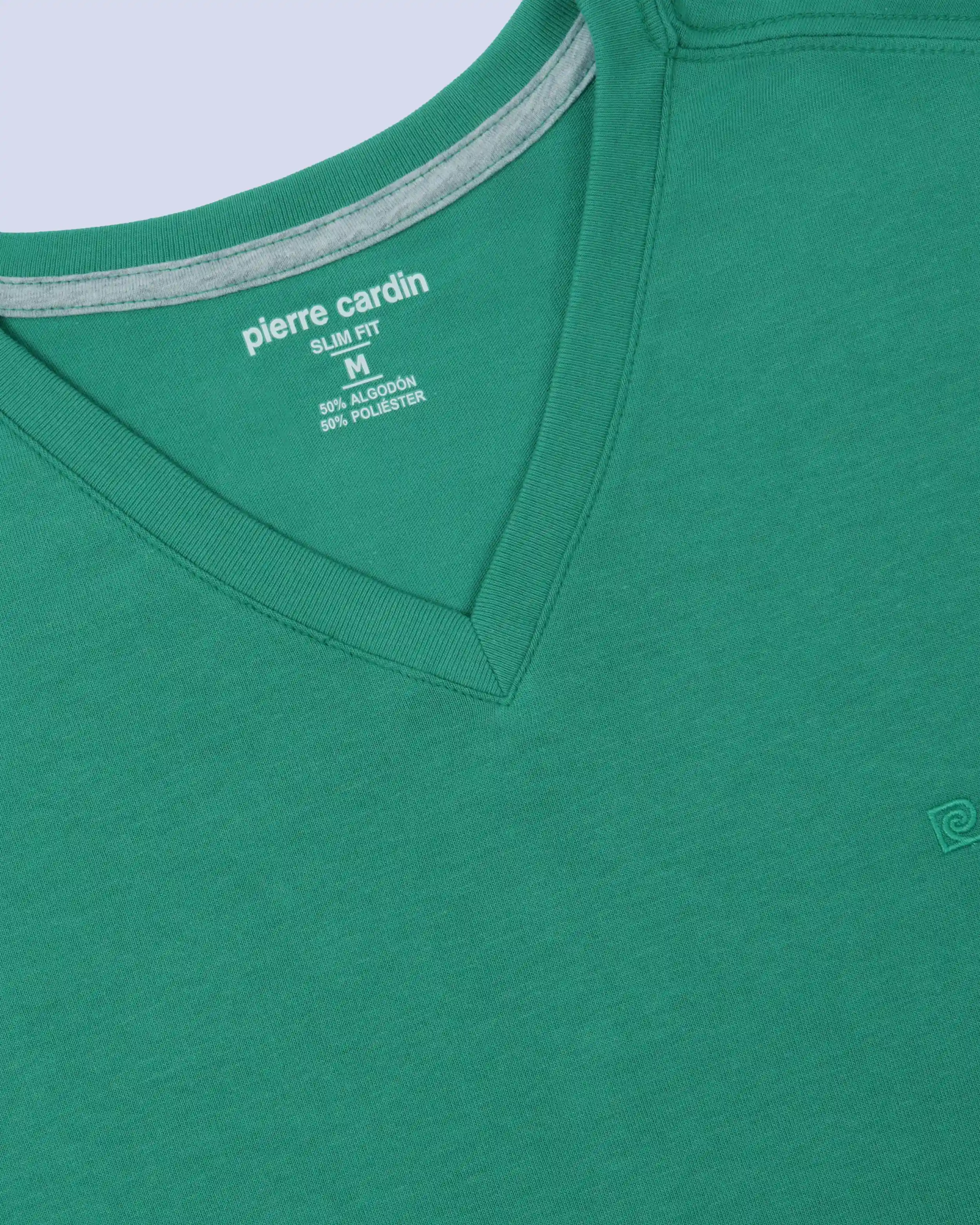 Camiseta cuello v lisa manga corta verde