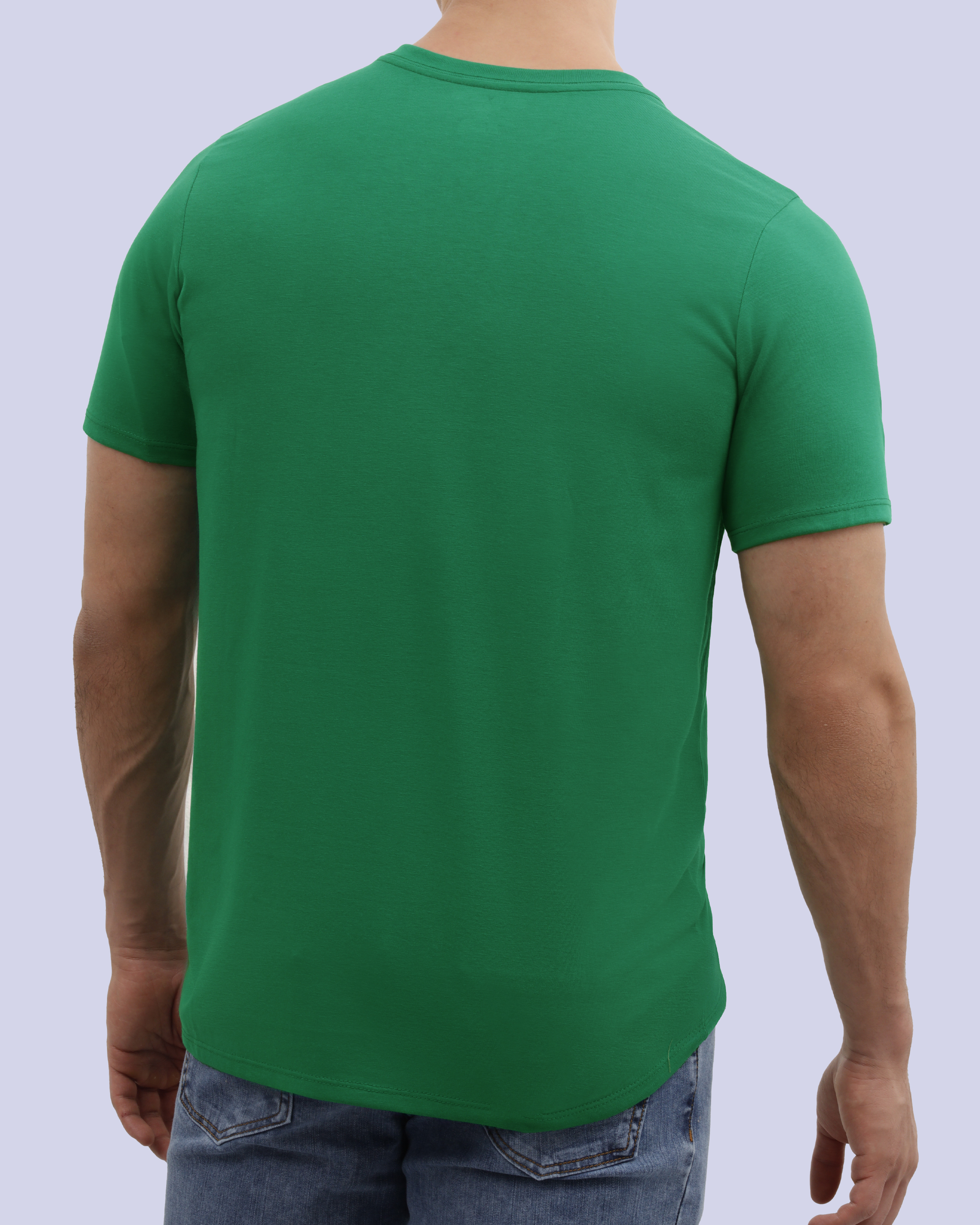Camiseta cuello v lisa manga corta verde