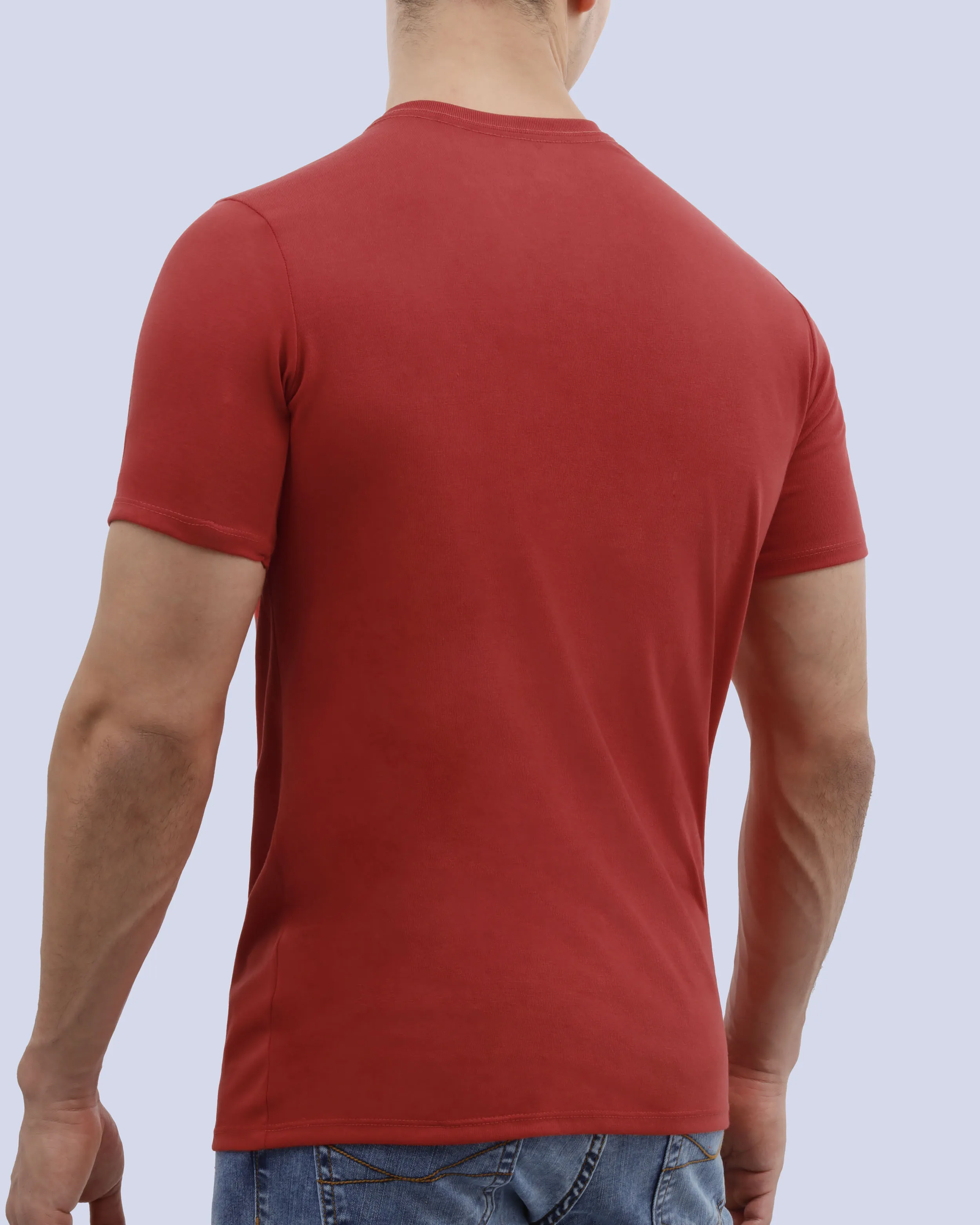 Camiseta cuello v lisa manga corta roja