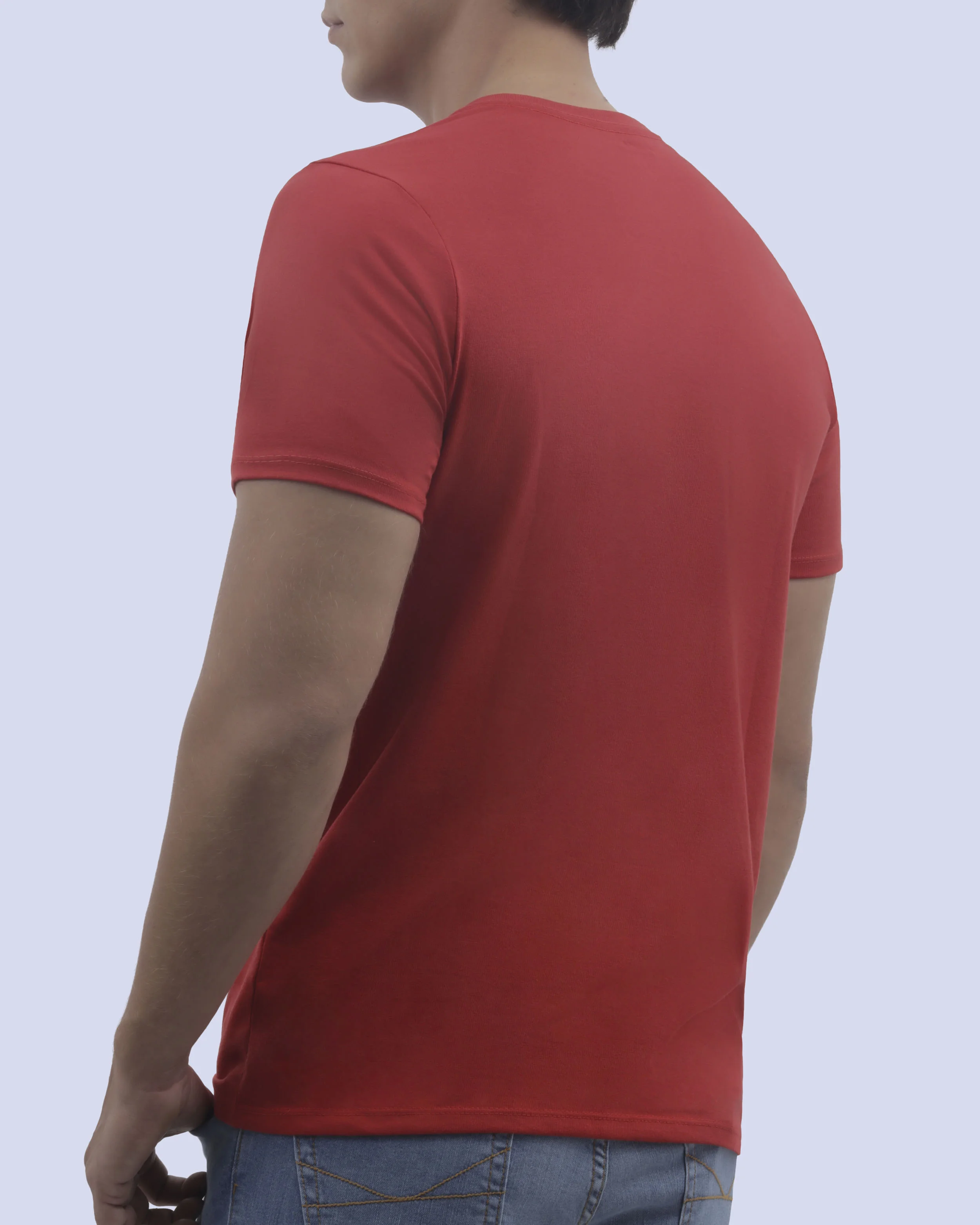 Camiseta cuello v lisa manga corta roja