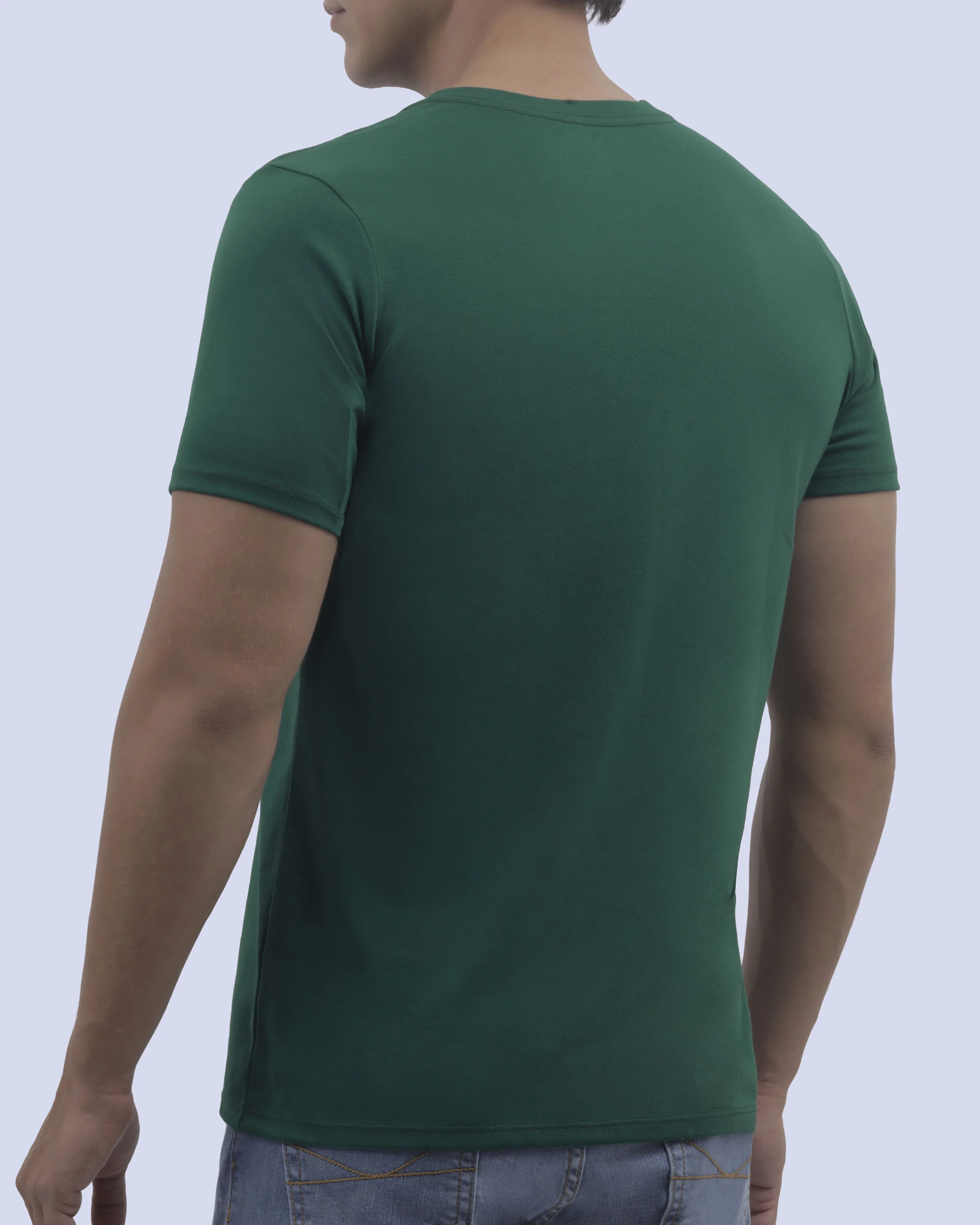 Camiseta cuello v lisa manga corta verde