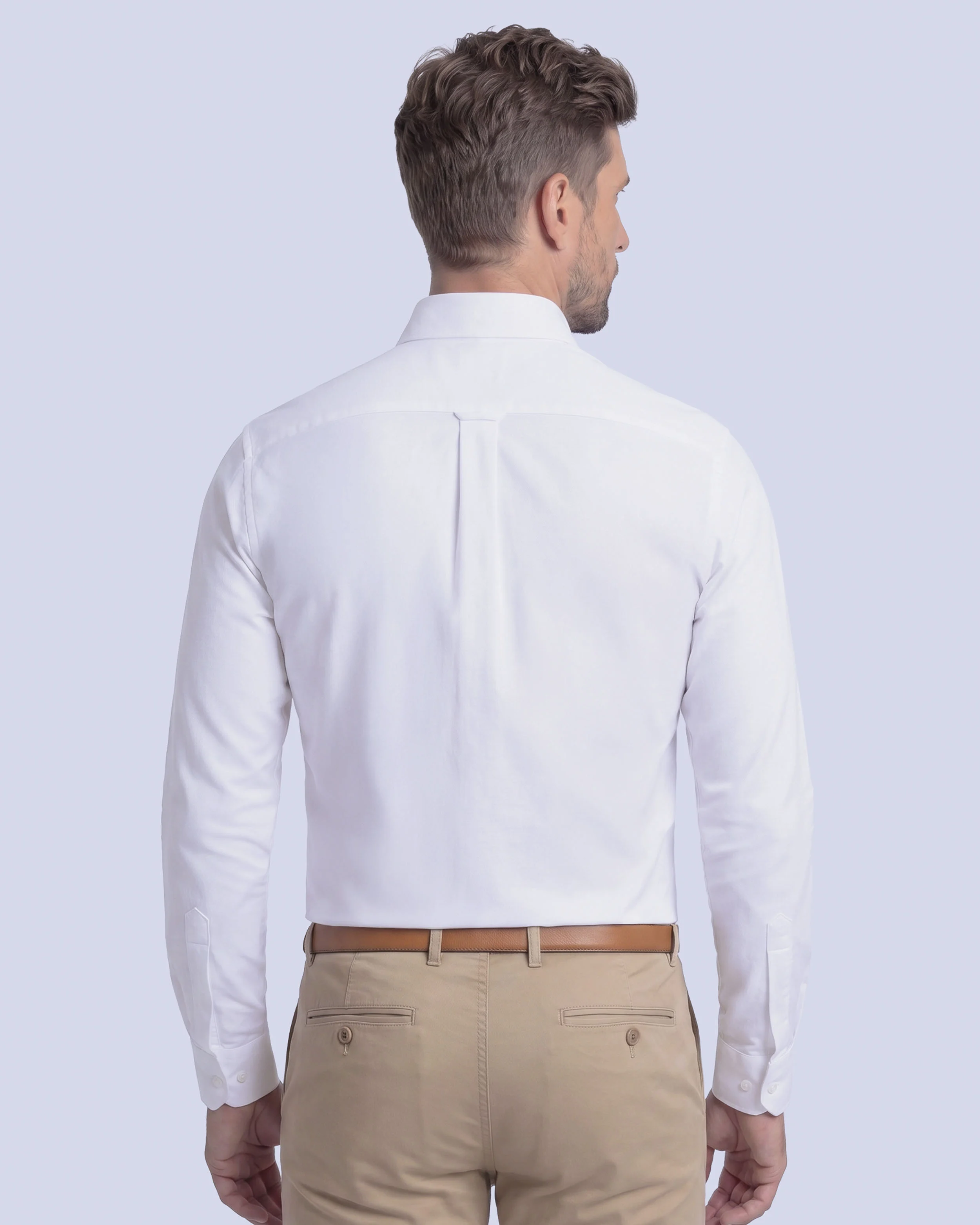 Camisa casual slim fit blanca oxford premium bambú stretch