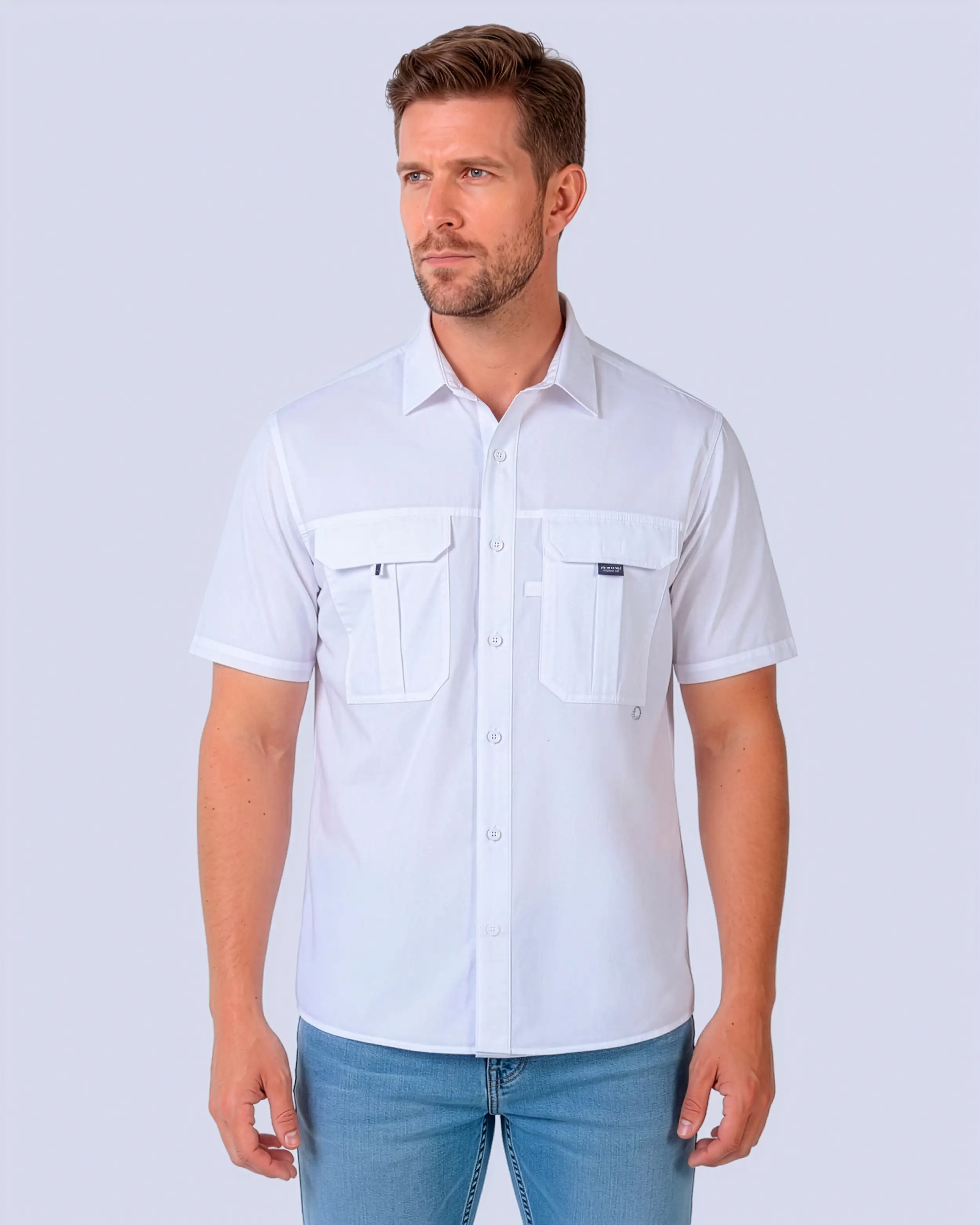 Camisa casual manga corta performance blanca