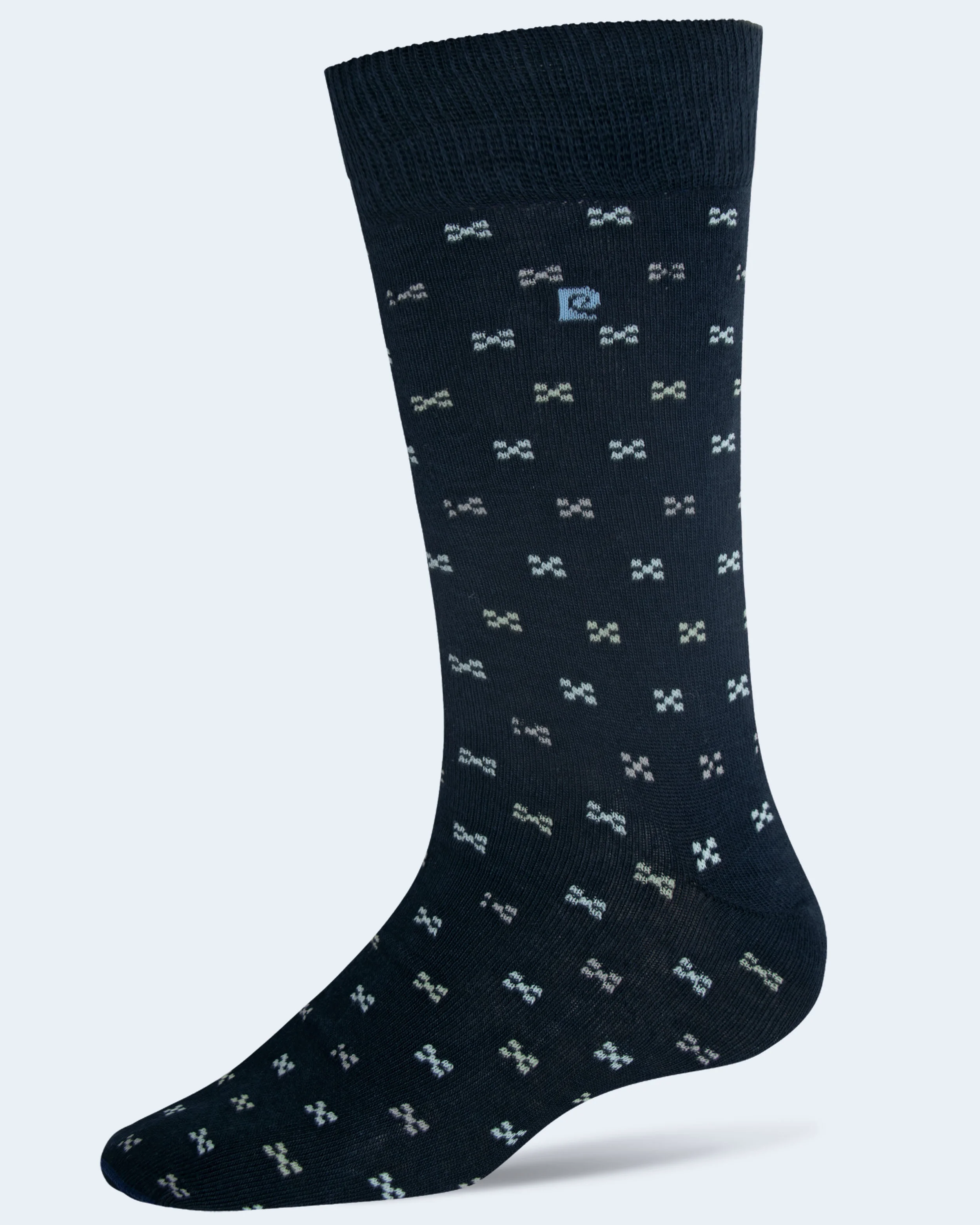 Calcetín de vestir azul con diseño