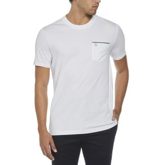 Camiseta moda lisa  con bolsillos manga corta blanca
