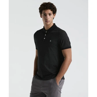 Polo moda estampada pique manga corta negra