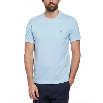 Camiseta moda lisa algodon manga corta celeste