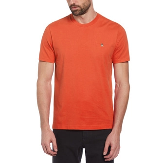 Camiseta moda lisa algodon manga corta anaranjada