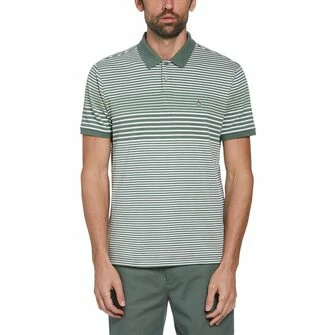 Polo moda interlock manga corta verde con lineas