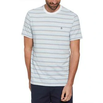 Camiseta moda rayada coolmax® manga corta celeste