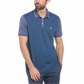 Polo moda jacquard manga corta azul con diseño