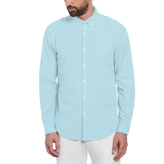 Camisa moda a cuadro manga larga verde