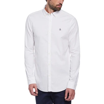 Camisa basica lisa oxford ecovero™ manga larga blanca