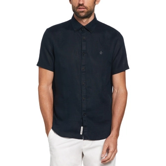Camisa basica lisa oxford ecovero™ manga corta negro