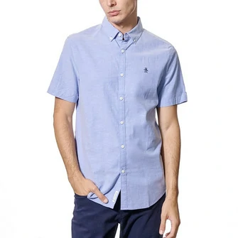 Camisa basica lisa oxford ecovero™ manga corta celeste