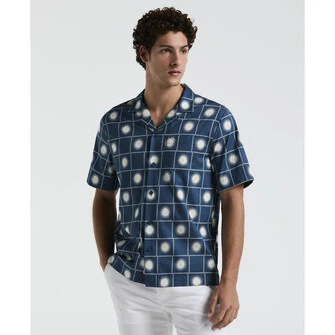 Camisa estampada de cuadros original penguin | manga corta con cuello cubano