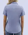 Blusa de vestir estampada slim fit manga corta celeste