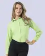 Blusa de vestir slim fit manga larga piqué verde