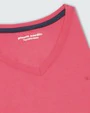 Camiseta lisa cuello v manga corta rosada