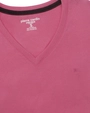 Camiseta lisa cuello v manga corta rosada