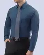 Camisa slim fit manga larga turquesa