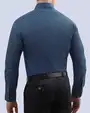 Camisa slim fit manga larga turquesa