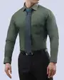 Camisa slim fit manga larga verde