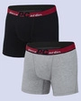 Boxer trunk cotton stretch gris / negro - 2 pack