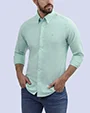 Camisa casual oxford verde manga larga slim fit