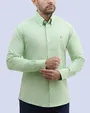 Camisa casual oxford verde manga larga slim fit