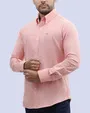 Camisa casual oxford coral manga larga slim fit