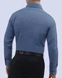 Camisa de vestir stretch textura azul manga larga