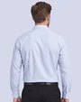 Camisa de vestir slim fit mini rayada celeste bambú stretch