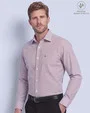 Camisa de vestir slim fit mini rayada vino bambú stretch