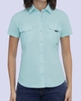 Blusa casual manga corta performance celeste