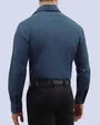 Camisa print stretch in organic bambú slim fit azul