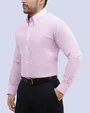 Camisa vestir cuadro slim fit manga larga rosada