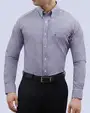Camisa vestir cuadro slim fit manga larga azul