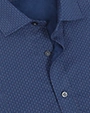 Camisa de vestir estampada azul manga larga slim fit