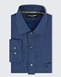 Camisa de vestir estampada azul manga larga slim fit