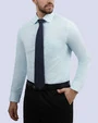 Camisa de vestir estampada celeste manga larga slim fit