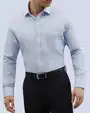 Camisa de vestir textura manga larga slim fit celeste
