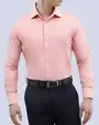 Camisa de vestir textura manga larga slim fit rosada
